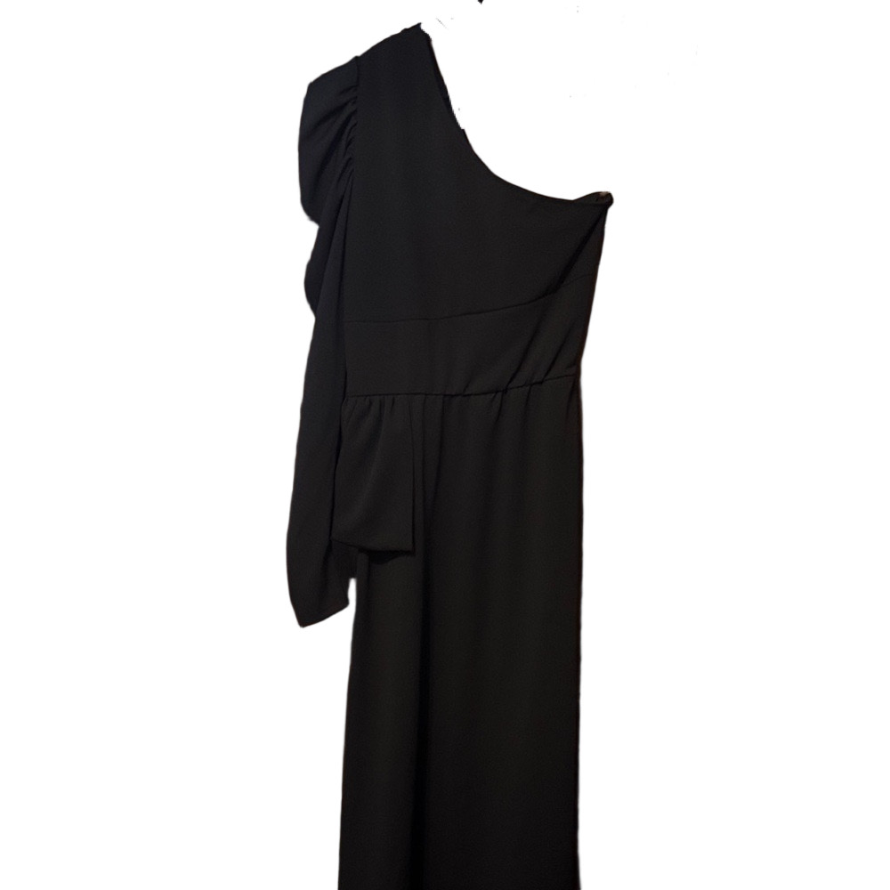 AKIRA Black One Shoulder Open Front Elongated Back High-Low Blouse NWT - Picture 5 of 6